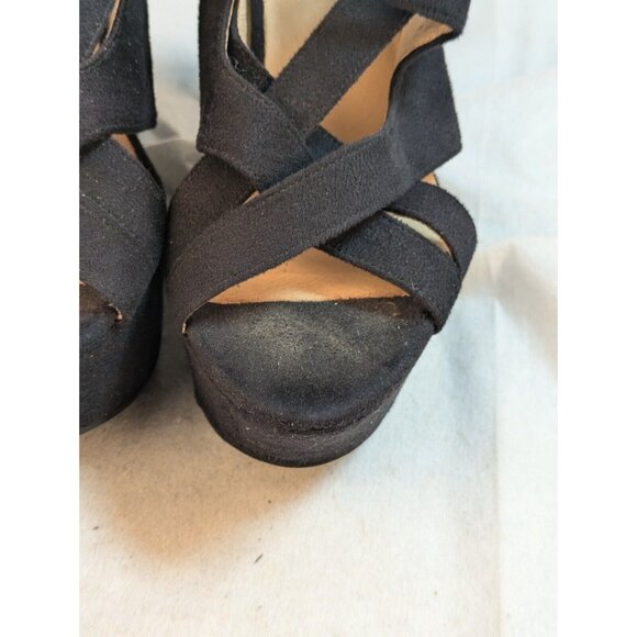 Kelsi Dagger Black Wedge Strap‎ Sandal Womens Size 8 - Picture 3 of 15